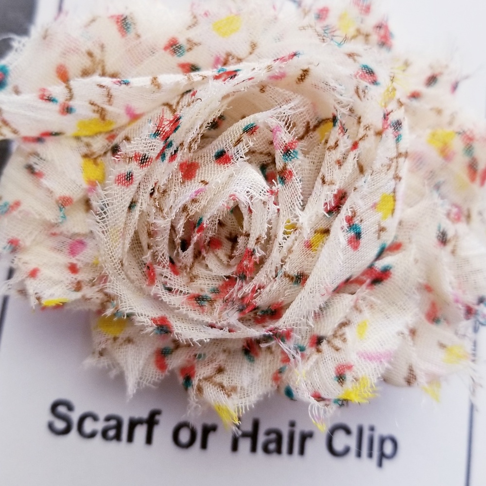Shabby Rose Flower Scarf Clip or Hair Clip beige